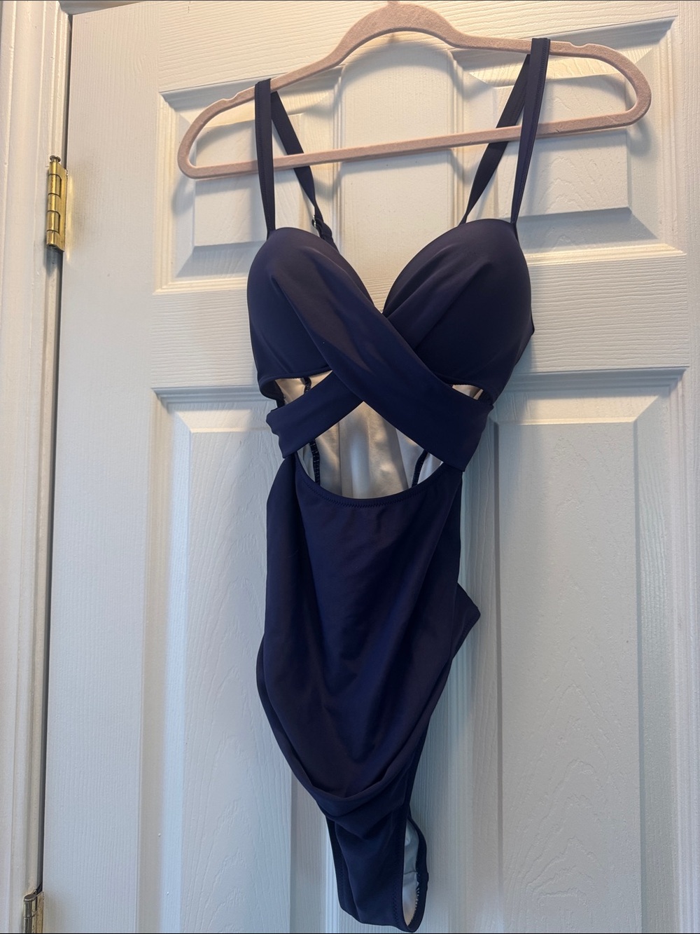 Amazon Navy One-Piece Swimsuit with Crisscross Front